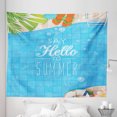 thumbnail image 1 of Hello Summer Tapestry, Top View of Swimming Pool with Clean Water Flip Flops and Flippers Fun Holiday, Fabric Wall Hanging Decor for Bedroom Living Room Dorm, 5 Sizes, Multicolor, by Ambesonne, 1 of 1