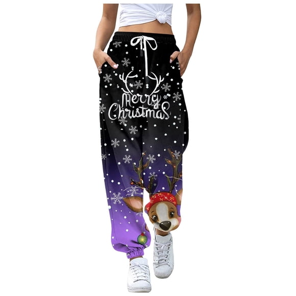 Bmisegm Stylish Women's Casual Pants for Everyday Comfort and Versatility for Relaxed Outings and Holiday Celebrations Purple S
