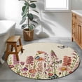 thumbnail image 3 of Round Area Rugs Collection 4 Ft, Spring Floral Non-Slip Residential Carpet, Watercolor Lavender Daisy Butterflies Beige Indoor Crawling Mats Runner Rugs for Living Room/Dining Room/Bedroom, 3 of 8