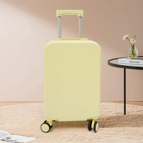 20" Travel Luggage Suitcase Yellow Carry On Luggage Suitcase with Cup Holder for Business Trips, Vacations