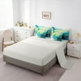 thumbnail image 5 of jejeloiu Aesthetic Geometric Art Bedding Comforter Set 7 Pieces,Gpld Splatter Gold Full Bedding Set,Green Tie-Dye Fitted Sheet Flat Sheet,Lightweight Room Decor Reversible, 5 of 8