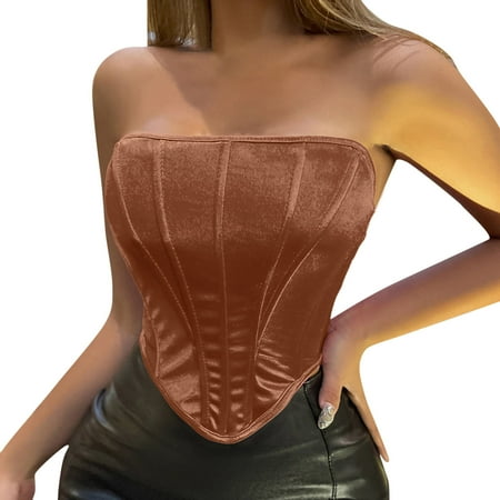 DQRPSEETB Camisole Tops for Women Women Bustier Corset Top Lace off Shoulder Vintage Sleevesless Tank Top Party Clubwear Plus Size Tunic Tops for Women