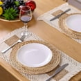 thumbnail image 3 of Woven Placemats Set of 6 Handmade - Boho Farmhouse Table Mats with Cotton Burlap & Straw, Macrame Decor for Dining & Kitchen, 3 of 8