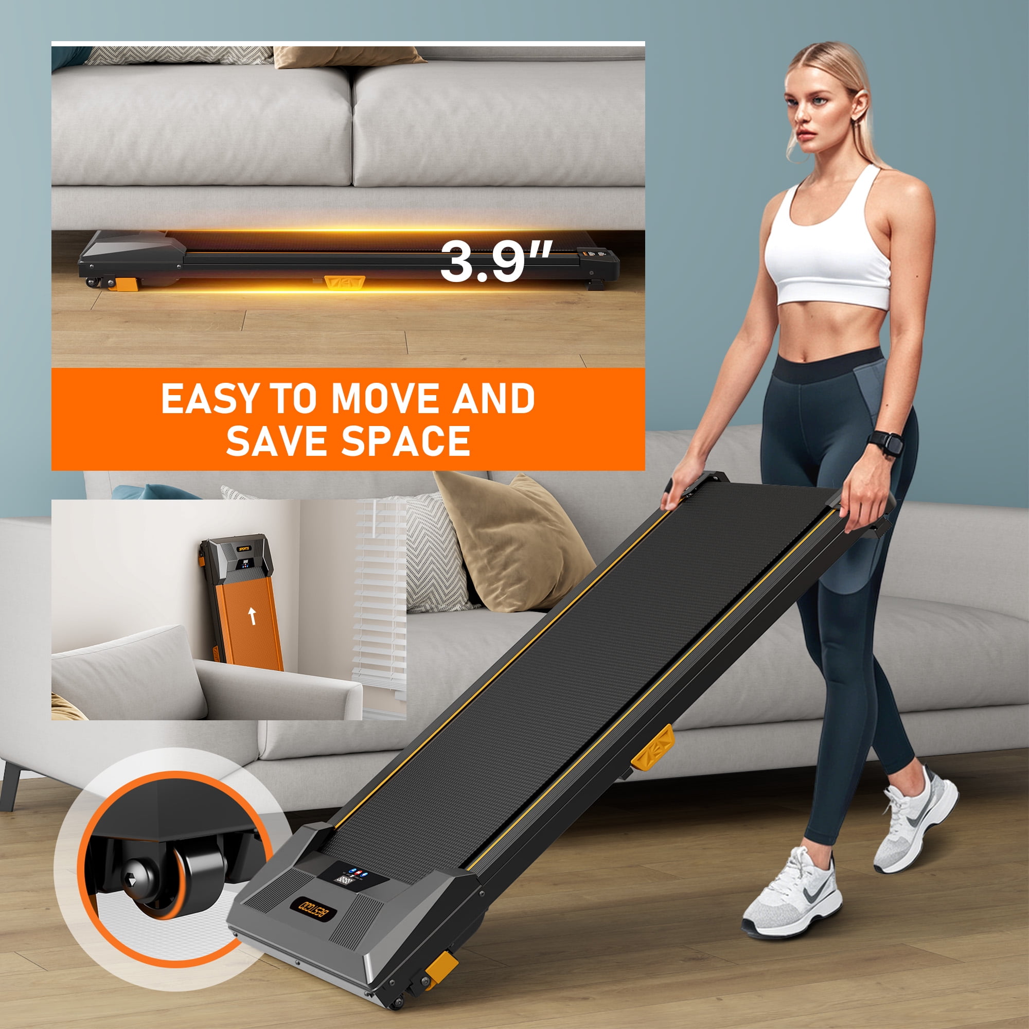 Under Desk Treadmill Walking Pad, 2.5HP 2-in-1 Jogging Foldable Portable Treadmill with Remote, 265LBS Capacity, Quiet Office/Home Use