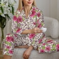 thumbnail image 6 of Yiaed Rose Mix Leopard 4 Print Pajamas Women's Long Sleeve Sleepwear Soft Button Down Loungewear Pjs Lounge Set Nightwear Womens Pajama Pants-Large, 6 of 7