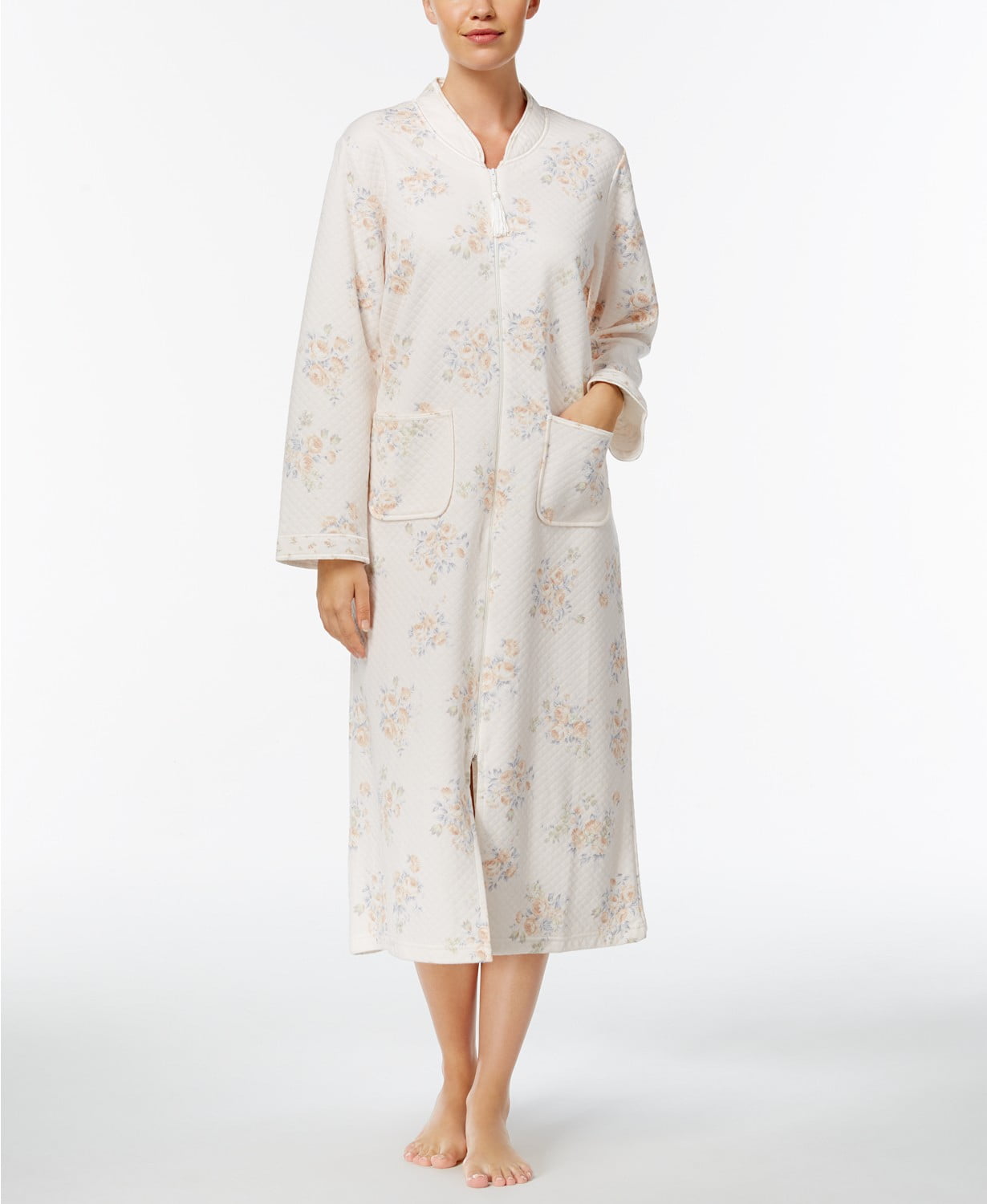 Miss Elaine Miss Elaine Quilted Floral Pattern Robes (Beige, L