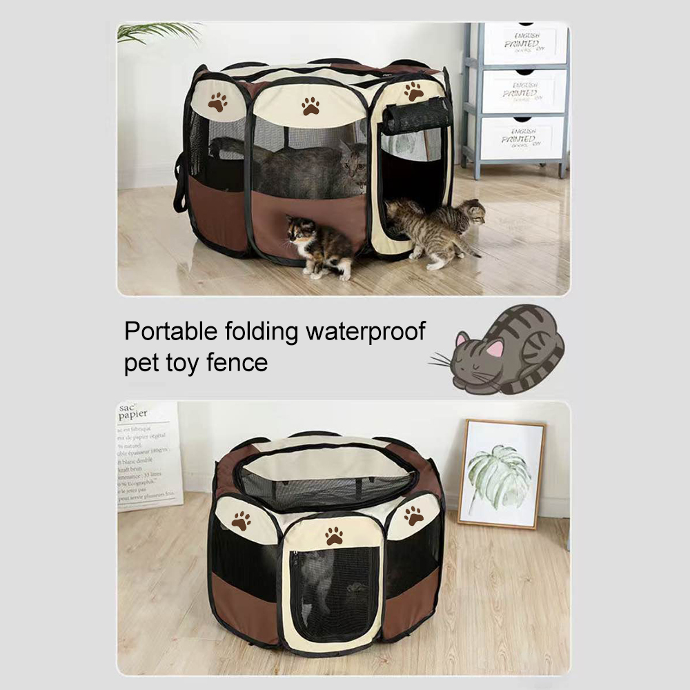 Meterk Portable Foldable Waterproof Pet playpen Open-Air Oxford Air Mesh Playpen and Exercise Pen Tent House Playground for Dogs and Cats Small size - image 2 of 7