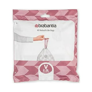Brabantia PerfectFit Trash Bags (Size B/1.3 Gal) Thick Plastic Trash Can  Liners with Drawstring Handles (40 Bags) 