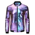 thumbnail image 5 of Lars Amadeus Metallic Varsity Jacket for Men's Zip Up Long Sleeves Holographic Jacket, 5 of 5