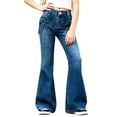 thumbnail image 3 of Teen Girl's Stretch Flare Jeans High Waisted Bell Bottom Denim Pants with Pockets Light Blue 13 Years-14 Years, 3 of 7