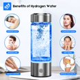 thumbnail image 3 of Hydrogen Water Bottle, Portable Hydrogen Water Ionizer Machine, Hydrogen Water Generator, Rechargeable Hydrogen Rich Water Glass Health Cup for Home Travel (Silvery), 3 of 8