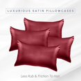 thumbnail image 2 of 4-PACK Cooling Viscose Satin Pillowcase Set with Hidden Zipper closure,Standard/Queen, Burgundy, 2 of 4
