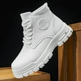 thumbnail image 2 of Men's White Boots - Mid-Calf Height Chunky Sole Rugged Traction Tread, Lace-Up Round Toe Winter & Autumn Boots for,M Casual & Casual Attire - Comfortable Durable Boots for Men with Cushioned Insole, 2 of 10