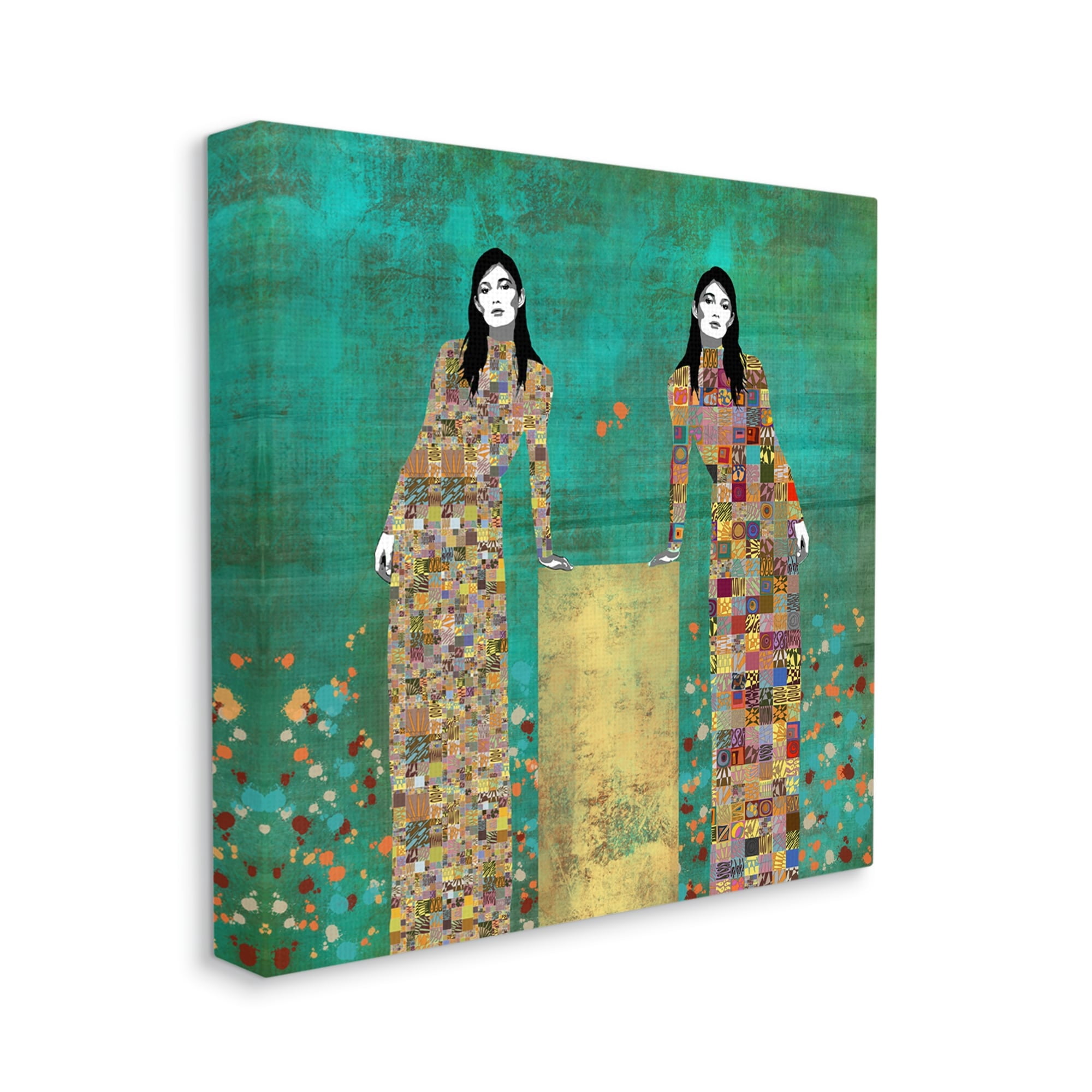Stupell Industries Twin Women Leaning Modern Abstract Portrait Mosaic Pattern, 36 x 36,Design by Jose Cacho