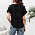 thumbnail image 6 of cocolona Summer Womens Button Down Tops V Neck Short Sleeve Loose Shirts Dressy Casual Solid Color Blouses, 6 of 7