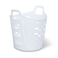 thumbnail image 1 of Cesta flexible para ropa de cama, recámara y almacenamiento, cesta redonda portátil con asas de transporte, 1 bushel, color blanco, 1 of 6