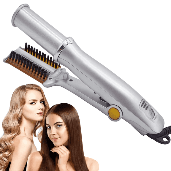 2 in 1 Rotating Curling Iron Fast Heat PTC Hair Straightener and Curler
