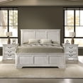 thumbnail image 3 of Roundhill Furniture Maderne Wood Panel Bed with Dresser, Mirror, Two Nightstands, King, Antique White Finish, 3 of 18