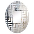 thumbnail image 2 of Designart "Grey composition Reflections II" Abstract Collages Maze Round Wall Mirror - Abstract Oval Printed Decorative Mirror - Multiple Color Options, 2 of 5