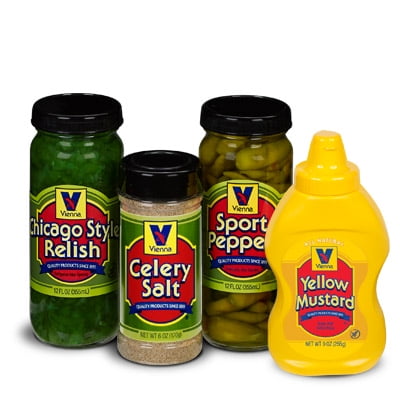 Roasted Red Pepper Relish - Vienna® Chicago-Style Condiment Kit (1 Jar Yellow Mustard, 1 Jar Green Relish, 1 Jar Sport Peppers, 1 Jar Celery Salt)