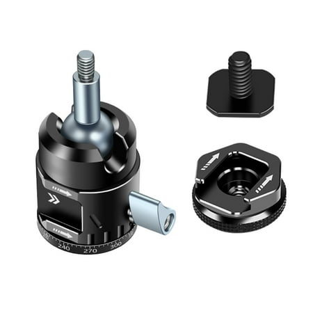 YIEMEEN 360 Degree Rotating Tripod Head with 1/4in Hotshoe Adapter for Camcorders and Monopods Light Stand