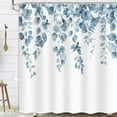 thumbnail image 5 of Shower Curtain Blue Eucalyptus Shower Curtains for Bathroom, Watercolor Plant Leaves Shower Curtain Set with Hooks, Rustic Fabric Cloth Bathroom Curtains, 72X72in, 5 of 5