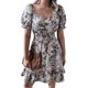 thumbnail image 1 of Vestido Con Volantes Vestido fluido de una línea para mujer Vestidos cortos de playa con estampado floral vintage (Caqui L) Cgtredaw Para estrenar, 1 of 1