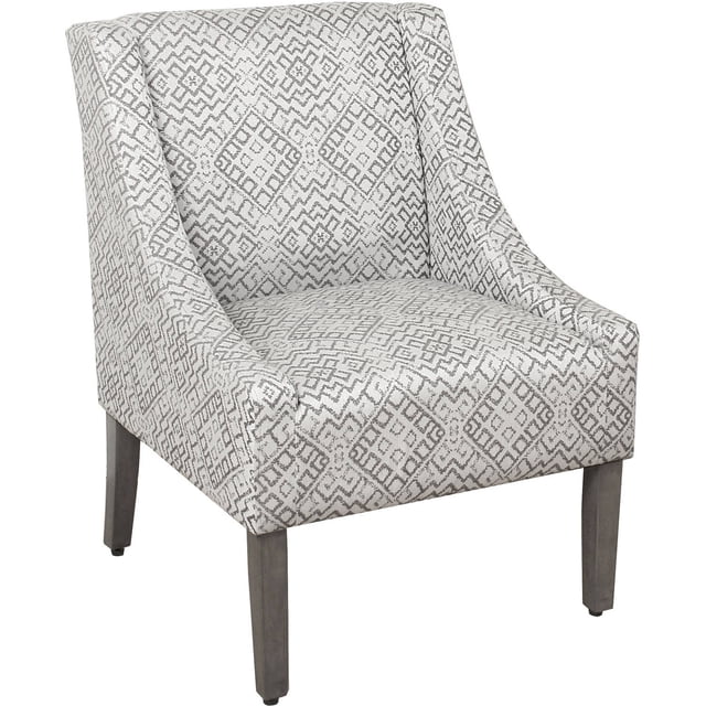 HomePop Fauteuil d'Appoint Moderne à Accoudoirs Courbés, Gris Géométrique, Moyen