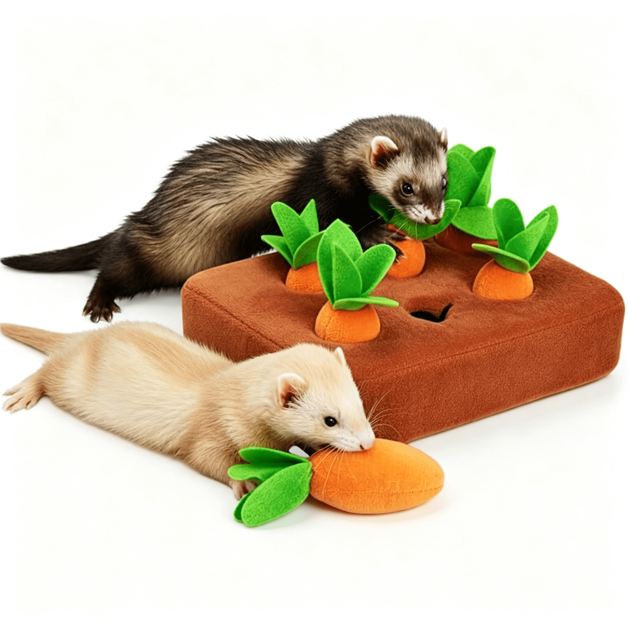 CYFW Ferret Foraging Toys Novelty Carrot Snuffle Mat Interactive Pet Treat Enrichment Toys for Small Animals Bunny Rabbit Chinchilla Guinea Pig Hamster (6Carrot)