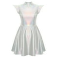 thumbnail image 3 of TiaoBug Women's Metallic Sleeveless Club Disco Holographic Dress Wet Look Pleated Dresses Holographic L, 3 of 7