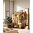 thumbnail image 4 of Sakugi Clothes Rack - Double Rods Clothing Rack with Mesh Shelf, Hooks & Wheels, Metal Clothing Racks for Hanging Clothes & Bags, Multifunctional Garment for Laundry, Black, 28.7"x16.5"x59.1", 4 of 8