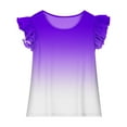 thumbnail image 2 of Lmnyox Girls Summer Shirts Ruffle Cap Sleeve Gradient Tee Shirt Kids Cute Crew Neck Casual Tunic Blouses, 2 of 8