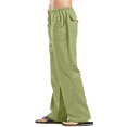 thumbnail image 3 of Men's Cotton Linen Pants Solid Color Casual Trousers, Lightweight Loose Beach Summer Pants for Vacation and Lounging,Army Green,L, 3 of 8