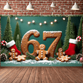 thumbnail image 6 of Lighted Numbers Christmas Banner Gingerbread Man 67th Display Christmas Tree Candy Cane Xmas Backdrop for Christmas Party 67th Birthday Celebration Holiday Gathering, 6 of 9