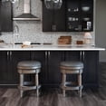 thumbnail image 4 of Maven Lane 26" Pullman Backless Counter Height Stool - Handcrafted Swivel Counter Stool with Reclaimed Oak Finish and Ronan Stone Vegan Leather - Ideal for Kitchens, Breakfast Bars, and Dining Areas, 4 of 12