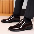 thumbnail image 4 of Xfvqtps Mens Dress Shoes British Style Rhinestone Pointy Toe Slip on Fashion Classic Formal Business Casual Comfy Patent Leather Shoes Brown, 4 of 9