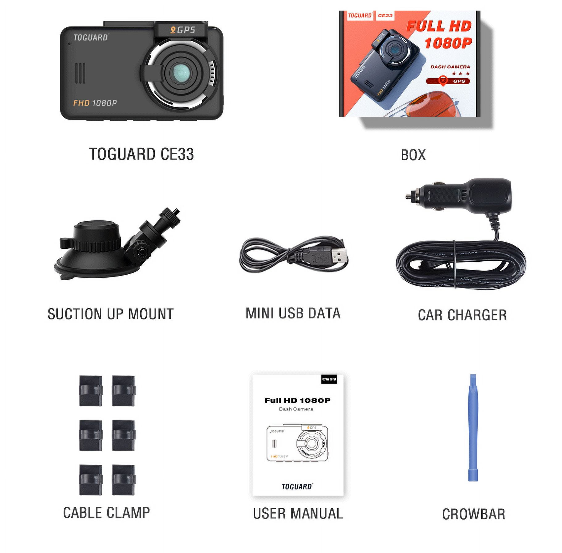 Campark C300 1.5” 3 Channel Front & Inside & Rear(1080P+720P+720P) Dash Cam