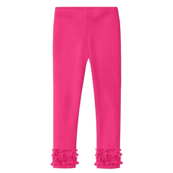 Made in USA Girls Ruffle Leggings | Hot Pink