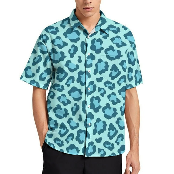 Leopard Spots Men's Short Sleeve Button Up Shirts Casual Regular-Fit Beach Summer Tops M-4XL