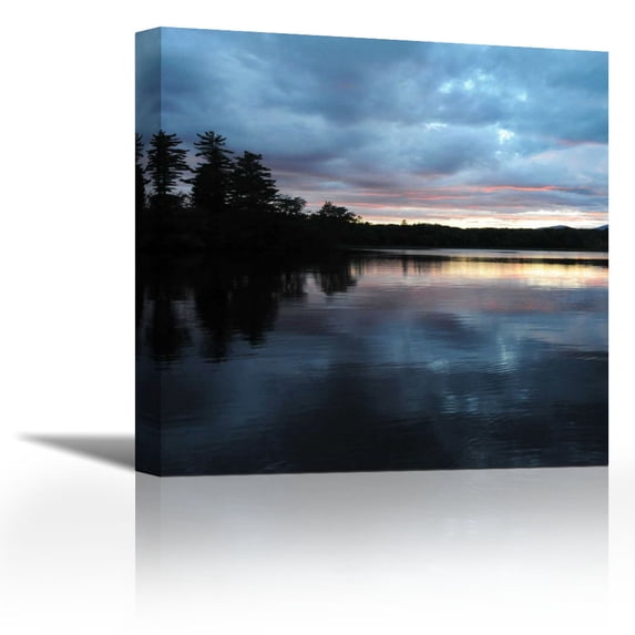 Sunset Lake Pink 1 - Contemporary Fine Art Giclee on Canvas Gallery Wrap - wall décor - Art painting - 27 x 27 Inch - Ready to Hang