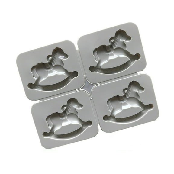 lixuesong 4 Pcs Silicone Fondant Molds Rocking Horse Shape Handmade Candle Resin Cake Decorating Tools for Kitchen