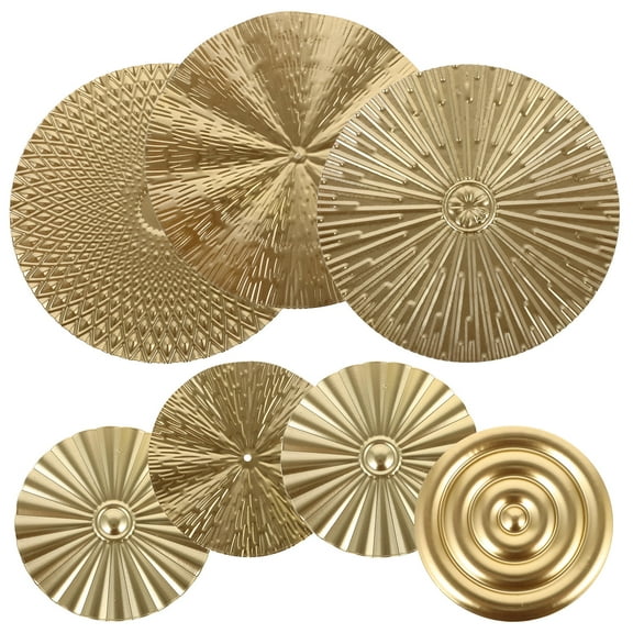 COSMOBETTY 7 Set Metal Golden Disc Round Wall Decor For Homeowners Interior Designers 9.8X9.8X0.08In