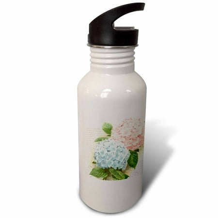 

Vintage pink and blue hydrangea floral 21 oz Sports Water Bottle wb-110368-1