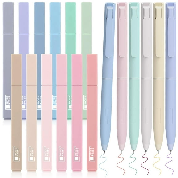 12PCS Aesthetic Bible Highlighters and Gel Pens with Soft Ink And Tip, Preppy