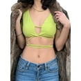 thumbnail image 3 of Women Summer Crop Tops, Short Sleeve Solid Color Tie Up Waist Elastic Shirt for Female, 3 of 9
