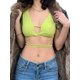 thumbnail image 3 of SAYOO Mujeres Verano Crop Tops, Manga Corta Color Sólido Amarrar Cintura Elástica Camisa para Mujer SAYOO Moda, 3 of 9
