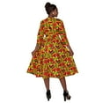 thumbnail image 5 of BintaRealWax African Women Dresses Elegant V Neck Office Midi Dresses with Belt Riche Cotton Big Hem Midi Dress Africa Print Clothing batik flower cloth WWY7886, 5 of 5