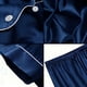 thumbnail image 2 of Mens Pijamas Color Sólido Hielo Seda de Manga Corta con Pantalones de Cuello de Cinco Puntos, Ropa de Dormir de Satén Conjunto para el Hogar, 2 of 3
