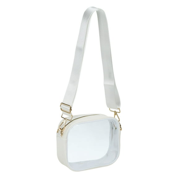 Uxcell 7.5"x6" Stadium Approved Clear Crossbody Purse Bag with Detachable Shoulder Strap, White