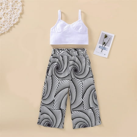 

Hunpta Infant Newborn Toddler Baby Girls Solid Sleeveless Tops Blouse Print Pants Trousers Outfits Set 2PCS Clothes